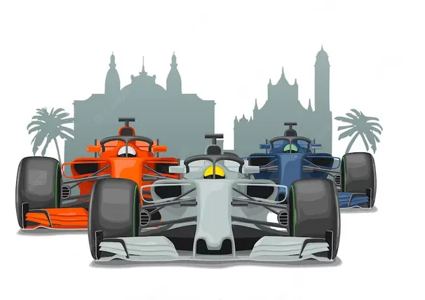 Formula 1 cars on a street circuit
