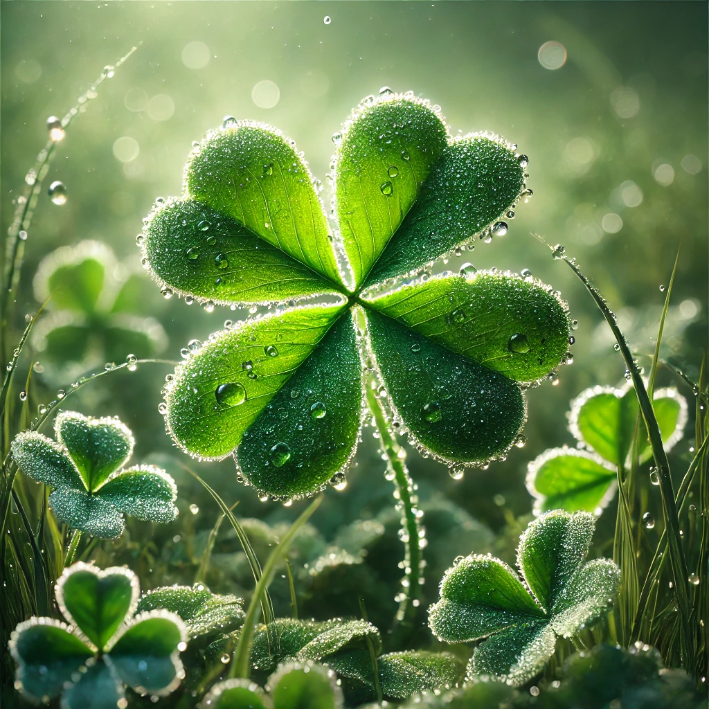 Shamrock covered in dew