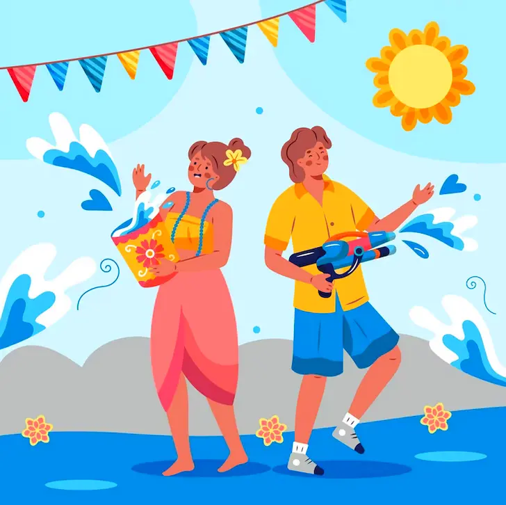 Water fight during Songkran